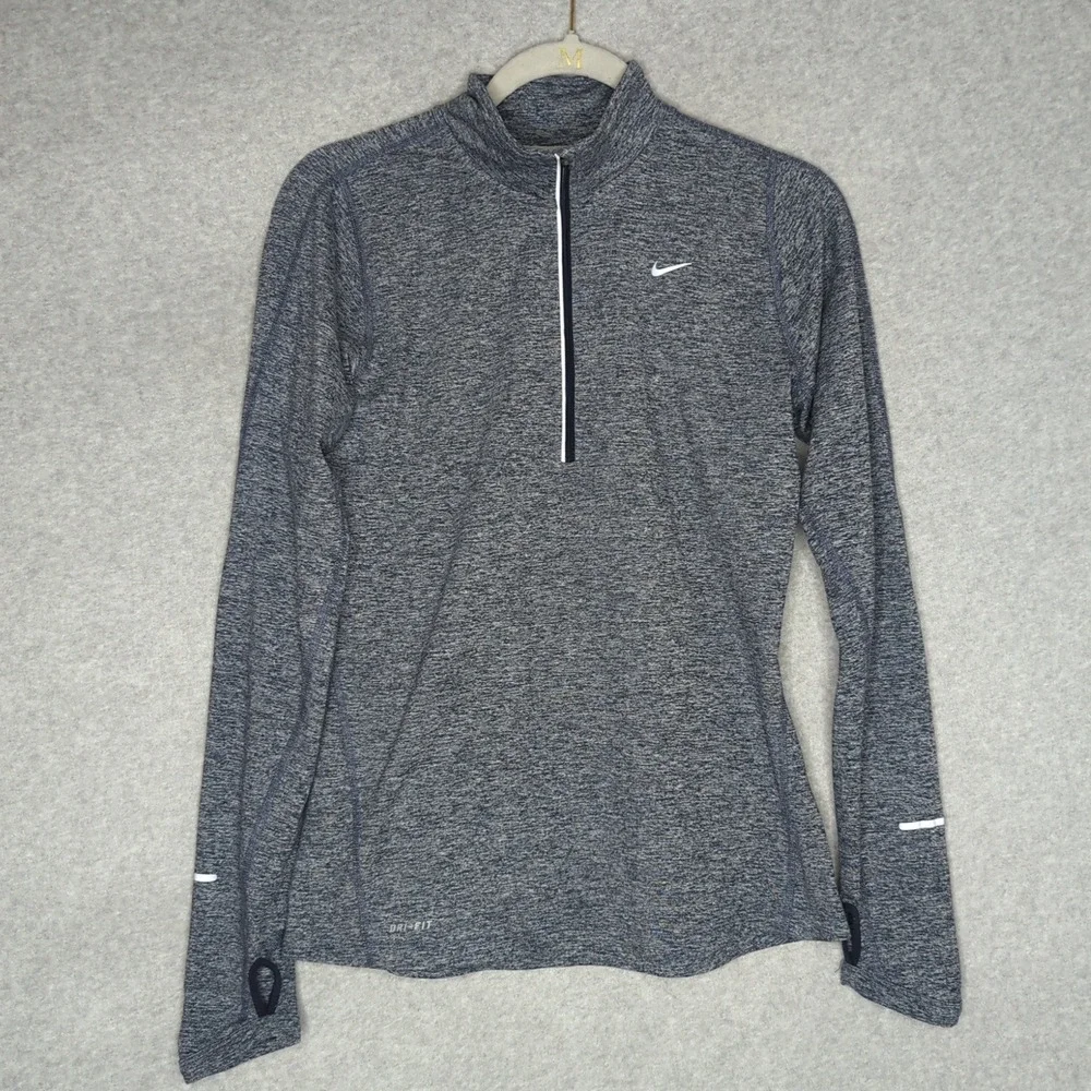 Nike Element Dri Fit Running Top Women's Thumbhole Half‎ Zip Pullover Small Gray